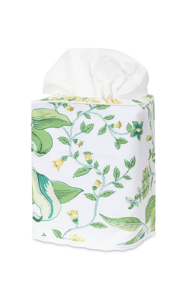 Tissue Box Cover - Schumacher Pomegranate Citrus Green Tissue Cover - Matouk at Fig Linens and Home