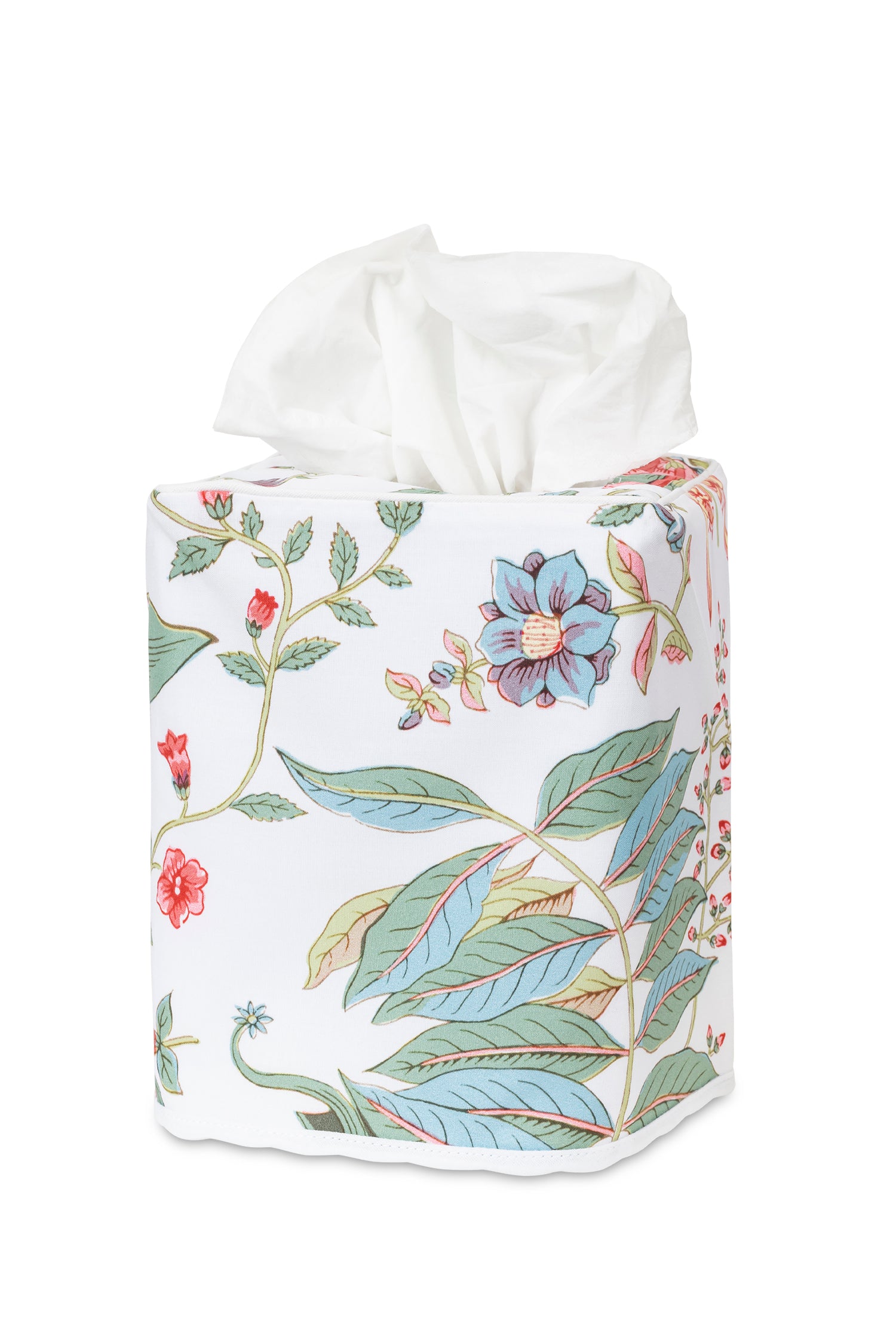 Tissue Box Cover - Schumacher Pomegranate Pink Coral Tissue Cover - Matouk at Fig Linens and Home