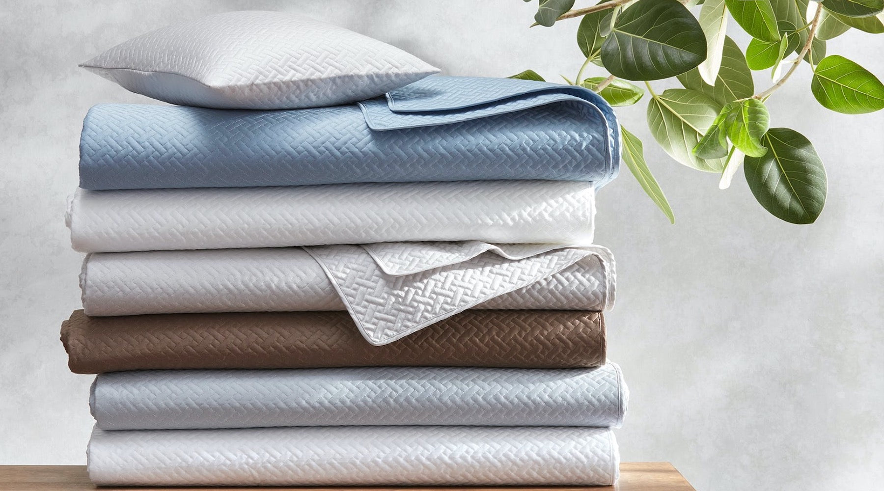 Matouk Basketweave Quilts - Luxurious Quilted Coverlets that you can shop from the comfort of home. Our online boutique has every color and size of this luxurious fine linens coverlet in a quilted sateen fabric. Matouk Bedding at Fig Linens and Home.