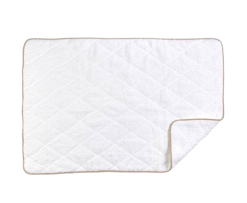 Cairo Quilted Tub Mat in White with Linen by Matouk at Fig Linens and Home