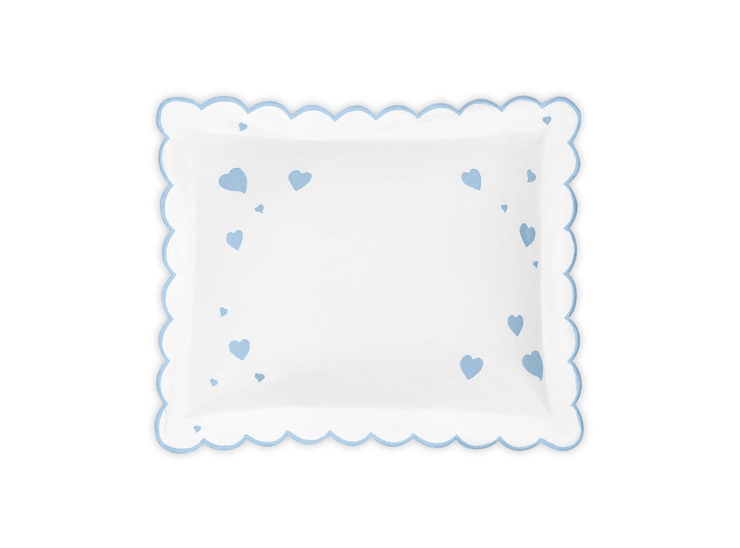 Hearts Mini Pillow in Bluebell - Matouk Baby Pillows at Fig Linens and Home