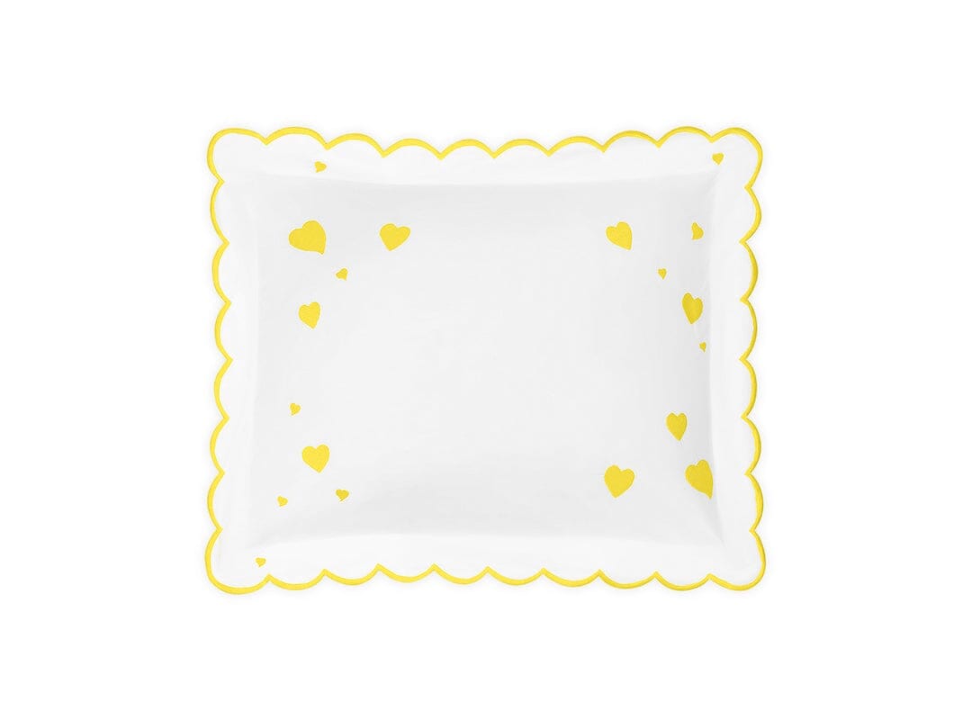 Hearts Mini Pillow in Lightning Yellow - Matouk Baby Pillows at Fig Linens and Home