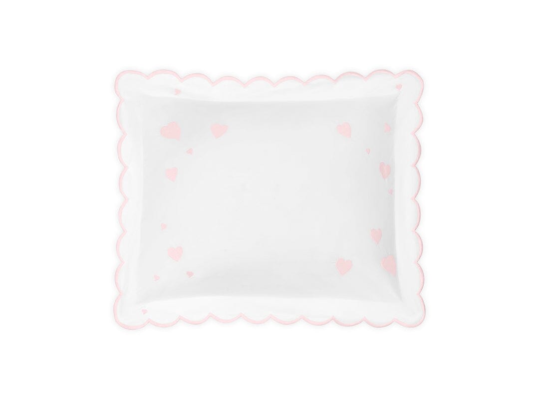 Hearts Mini Pillow in Slipper Pink - Matouk Baby Pillows at Fig Linens and Home