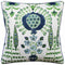 Mendoza Suzani Blue and Green on White - Throw Pillow by Ryan Studio