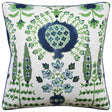 Mendoza Suzani Blue and Green on White - Throw Pillow by Ryan Studio