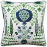 Mendoza Suzani Blue and Green on White - Throw Pillow by Ryan Studio