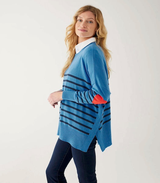 amour azure blue and navy striped sweater by mer sea - Fig Linens and Home 1
