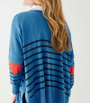 amour azure blue and navy striped sweater by mer sea - Fig Linens and Home 5