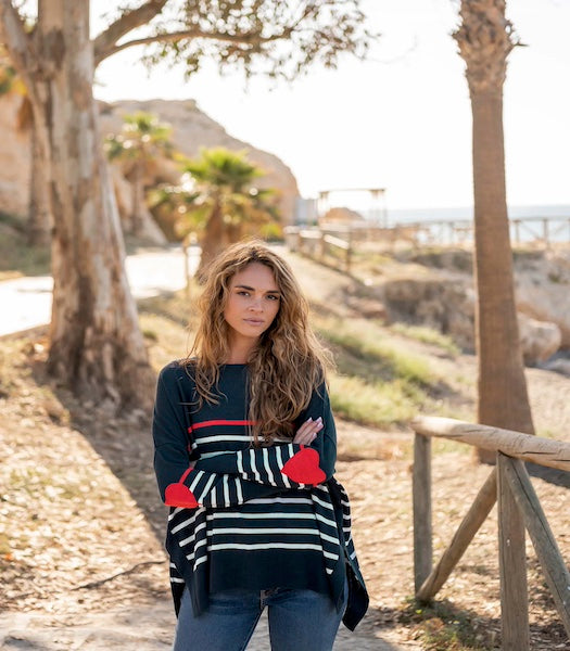 amour scarlet navy striped sweater by mer sea - Fig Linens and Home 1