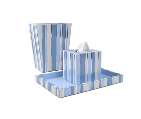 Mike and Ally Catalina Blue Bath Accessories Wastebin, Tissue and Tray