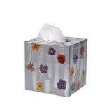 Mike + Ally Bath Accessories | Fleur Wild Flowers with Cabochon Silver Boutique Tissue Cover