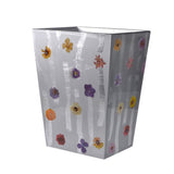 Mike + Ally Bath Accessories | Fleur Wild Flowers with Cabochon Silver Wastebasket