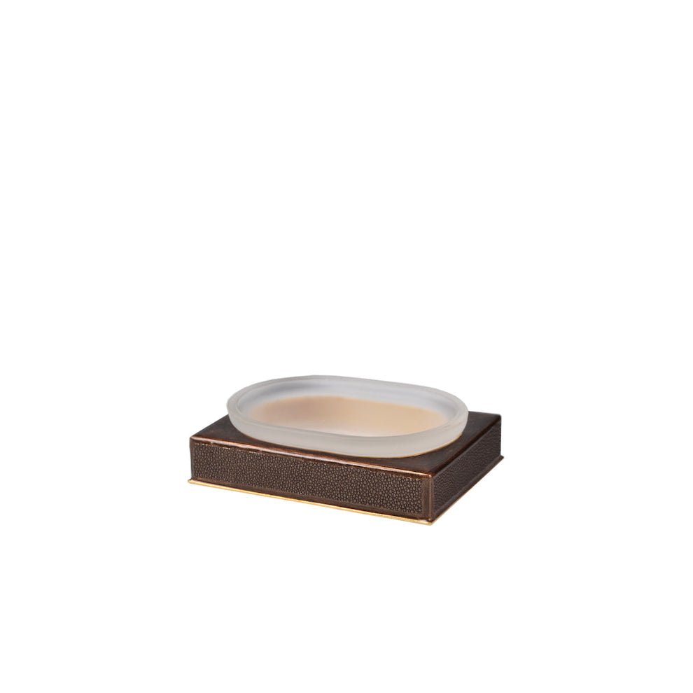 Soap Dish in Bronze - Shagreen Luxury Bath Accessories by Mike + Ally at Fig Linens and Home