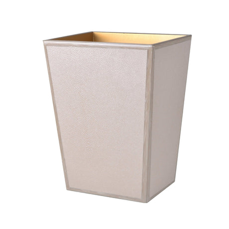 Wastebasket in Putty - Shagreen Luxury Bath Accessories by Mike + Ally at Fig Linens and Home