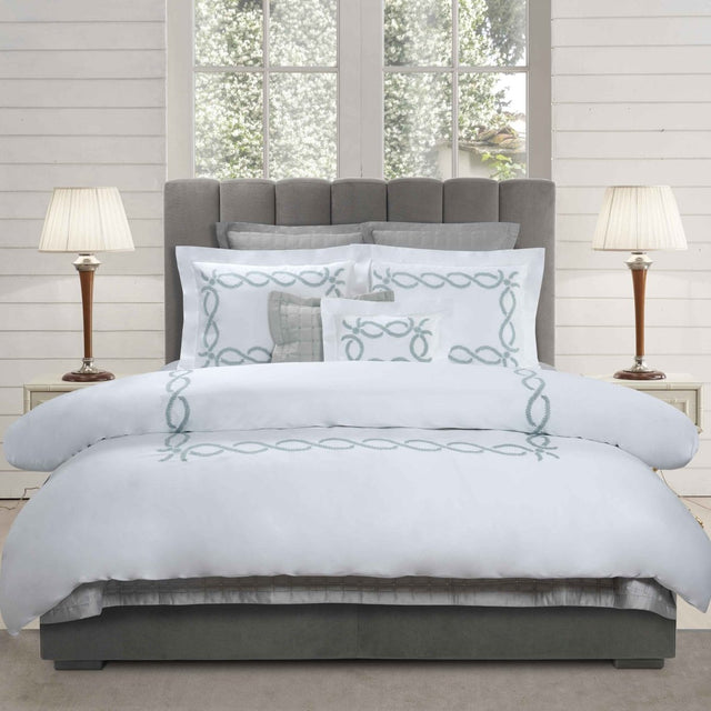 Dea Linens - Mirea Embroidery Duvet Covers, Flat Sheets and Shams - Custom Bedding at Fig LInens and Home