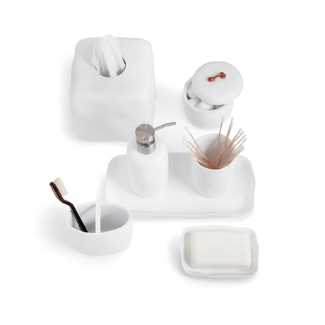 Montecito White Bath Accessories by Kassatex at Fig Linens and Home