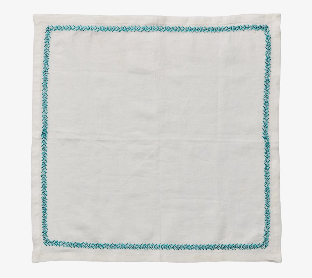 Kim Seybert Jardin Napkin in White & Turquoise Set of 4 by Kim Seybert - WHITE/TURQUOISE 21"L x 21"W x 0.1"H Napkin - Set of 4 at FIG LINENS AND HOME - 7