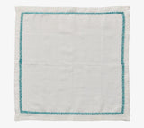Kim Seybert Jardin Napkin in White & Turquoise Set of 4 by Kim Seybert - WHITE/TURQUOISE 21"L x 21"W x 0.1"H Napkin - Set of 4 at FIG LINENS AND HOME - 7