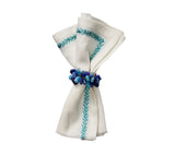 Kim Seybert Jardin Napkin in White & Turquoise Set of 4 by Kim Seybert - WHITE/TURQUOISE 21"L x 21"W x 0.1"H Napkin - Set of 4 at FIG LINENS AND HOME - 2