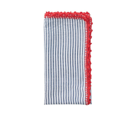 Seersucker Napkin in Navy & Red by Kim Seybert at Fig Linens and Home