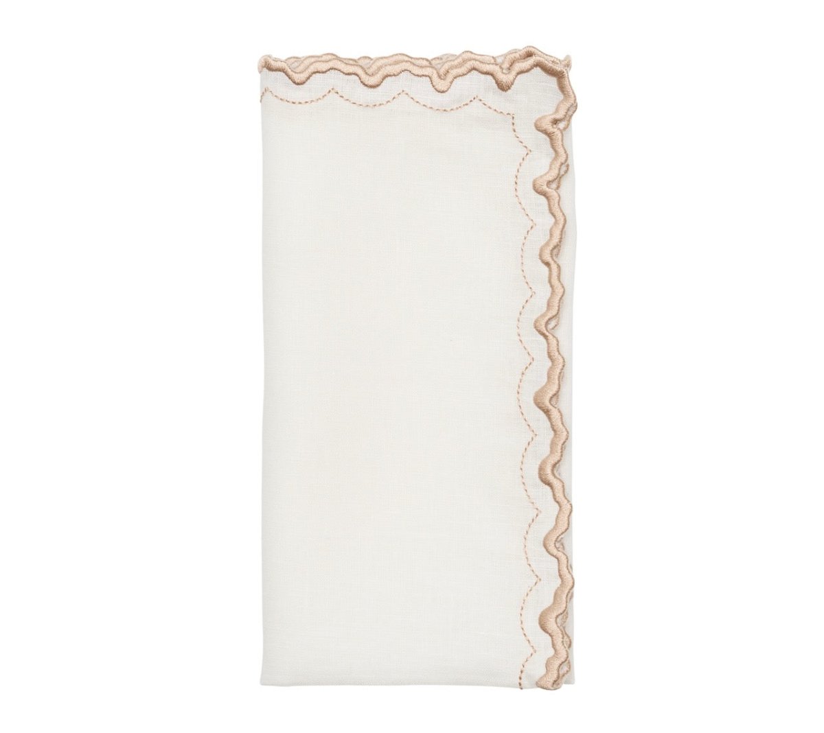 Kim Seybert Arches Napkins in White & Natural Set of 4 by Kim Seybert - White/Natural Napkins Set of 4 - 21"L x 21"W x 0.1"H at FIG LINENS AND HOME - 1