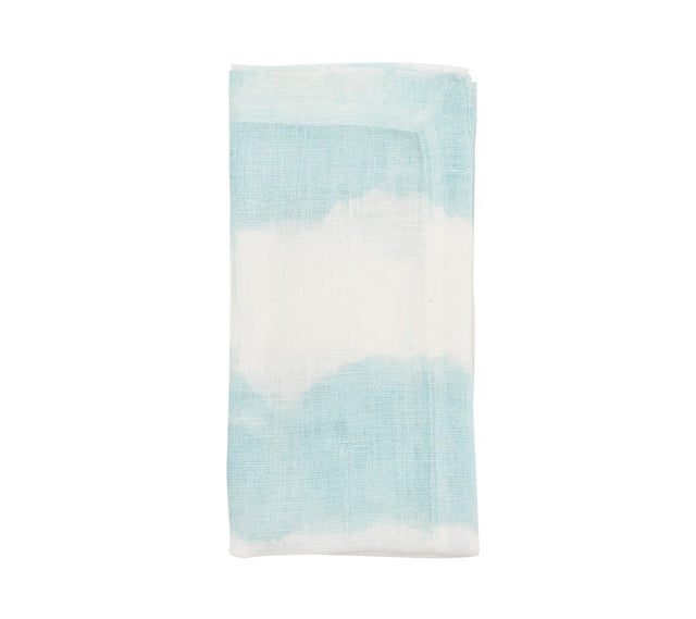 Kim Seybert Watercolor Stripe Napkins in White & Seafoam Set of 4 by Kim Seybert - White/Seafoam 21"L x 21"W x 0.1"H Napkin - Set of 4 at FIG LINENS AND HOME - 1