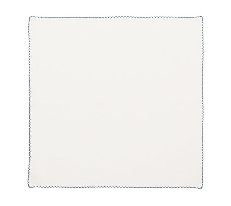 Kim Seybert Casbah Napkins Set of 4 White & Blue by Kim Seybert - White/Blue Set of 4 Napkins - 21"L x 21"W x 0.1"H at FIG LINENS AND HOME - 3
