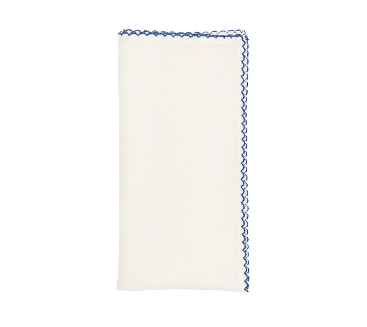 Kim Seybert Casbah Napkins Set of 4 White & Blue by Kim Seybert - White/Blue Set of 4 Napkins - 21"L x 21"W x 0.1"H at FIG LINENS AND HOME - 1