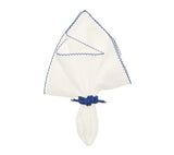 Kim Seybert Casbah Napkins Set of 4 White & Blue by Kim Seybert - White/Blue Set of 4 Napkins - 21"L x 21"W x 0.1"H at FIG LINENS AND HOME - 2