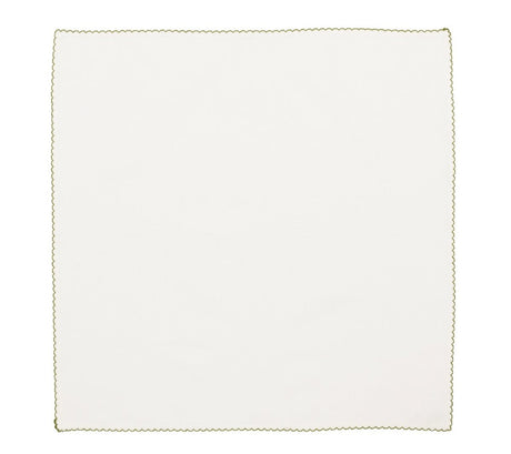 Kim Seybert Casbah Napkins Set of 4 White & Green by Kim Seybert - White/Green Set of 4 Napkins - 21"L x 21"W x 0.1"H at FIG LINENS AND HOME - 3