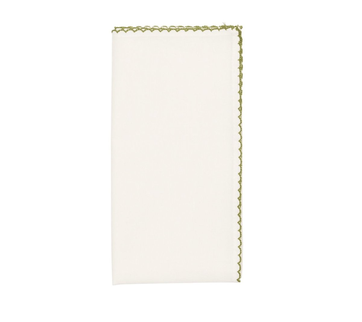 Kim Seybert Casbah Napkins Set of 4 White & Green by Kim Seybert - White/Green Set of 4 Napkins - 21"L x 21"W x 0.1"H at FIG LINENS AND HOME - 1
