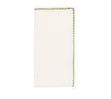 Kim Seybert Casbah Napkins Set of 4 White & Green by Kim Seybert - White/Green Set of 4 Napkins - 21"L x 21"W x 0.1"H at FIG LINENS AND HOME - 1