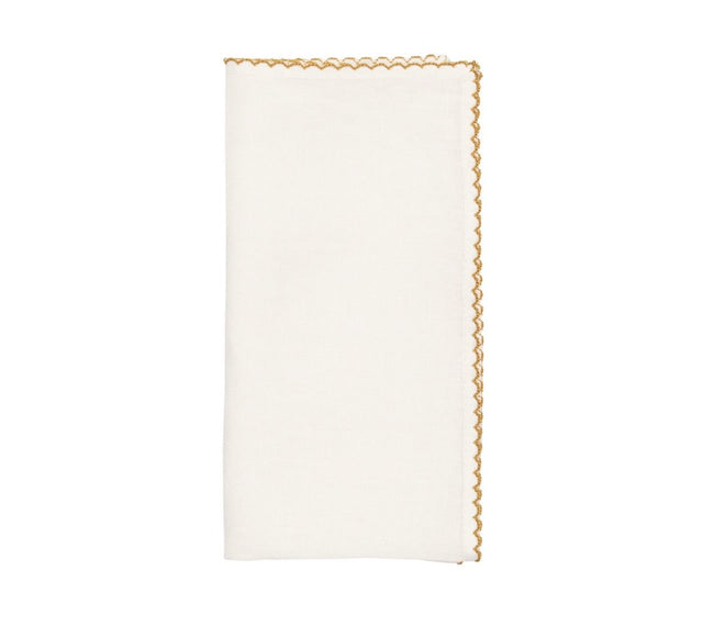 Kim Seybert Casbah Napkins Set of 4 White & Natural by Kim Seybert - White/Natural Set of 4 Napkins - 21"L x 21"W x 0.1"H at FIG LINENS AND HOME - 1