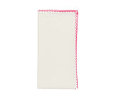 Kim Seybert Casbah Napkins Set of 4 White & Pink by Kim Seybert - White/Pink Set of 4 Napkins - 21"L x 21"W x 0.1"H at FIG LINENS AND HOME - 1