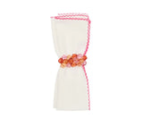Kim Seybert Casbah Napkins Set of 4 White & Pink by Kim Seybert - White/Pink Set of 4 Napkins - 21"L x 21"W x 0.1"H at FIG LINENS AND HOME - 2