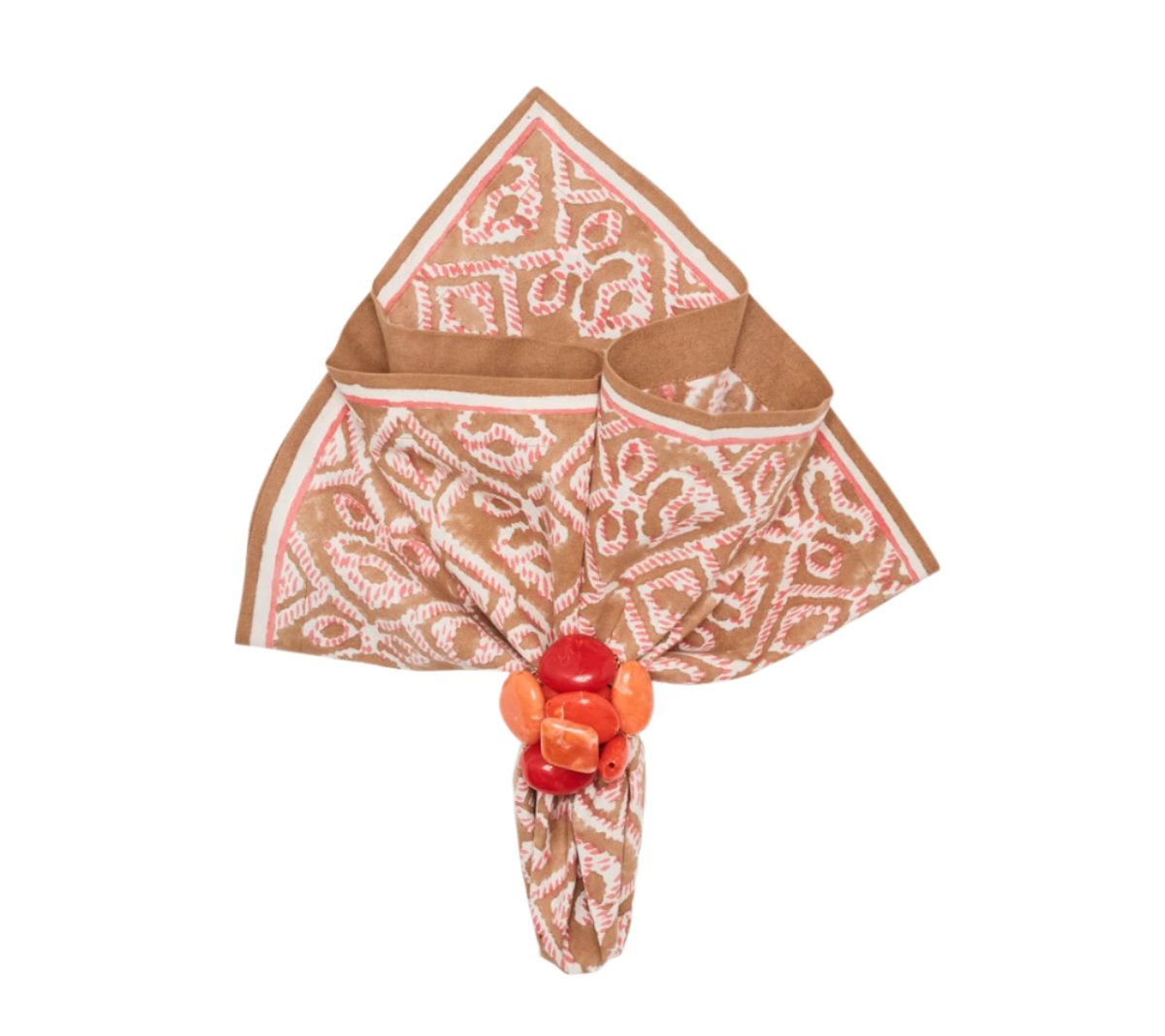 Kim Seybert Alfresco Napkins Set of 4 in Brown & Orange by Kim Seybert - Brown/Orange Napkins Set of 4 - 21"L x 21"W x 0.1"H at FIG LINENS AND HOME - 2