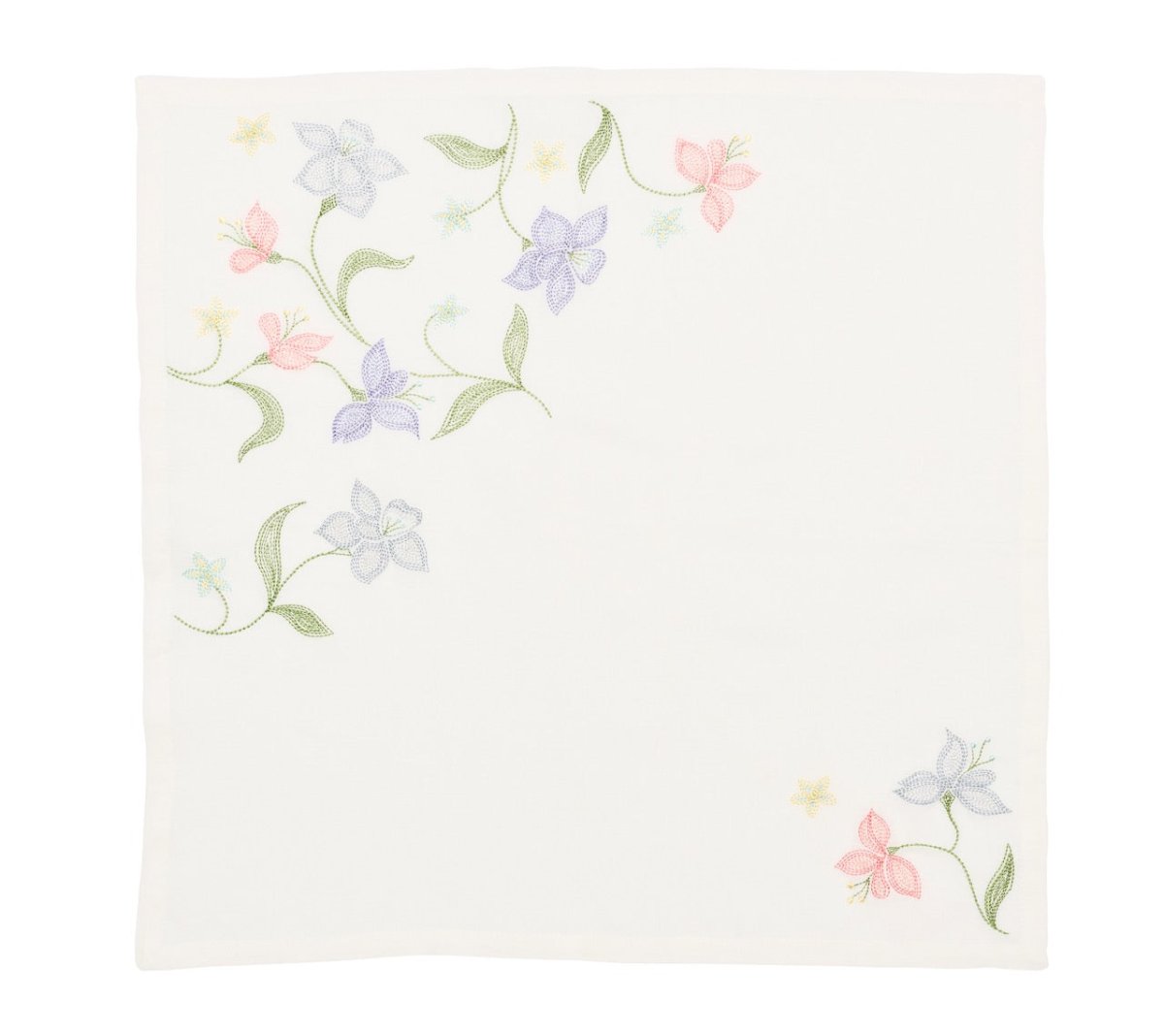 Kim Seybert Vista Napkins in White & Multi by Kim Seybert - White/Multi Set of 4 Napkins - 21"L x 21"W x 0.1"H at FIG LINENS AND HOME - 4