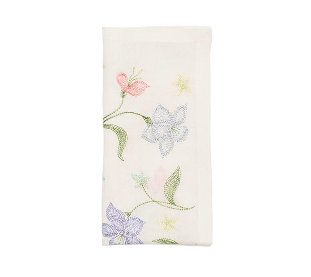 Kim Seybert Vista Napkins in White & Multi by Kim Seybert - White/Multi Set of 4 Napkins - 21"L x 21"W x 0.1"H at FIG LINENS AND HOME - 1