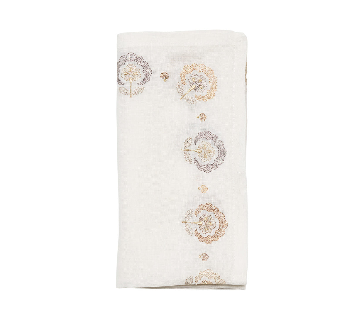 Carnation Napkin in White, Natural & Gray by Kim Seybert