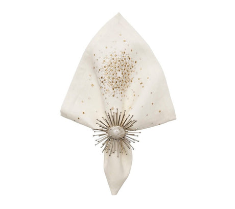 Kim Seybert Starburst Napkin in White Gold & Silver Set of 4 by Kim Seybert - WHITE/GOLD/SILVER 21"L x 21"W x 0.1"H Napkin - Set of 4 at FIG LINENS AND HOME - 3