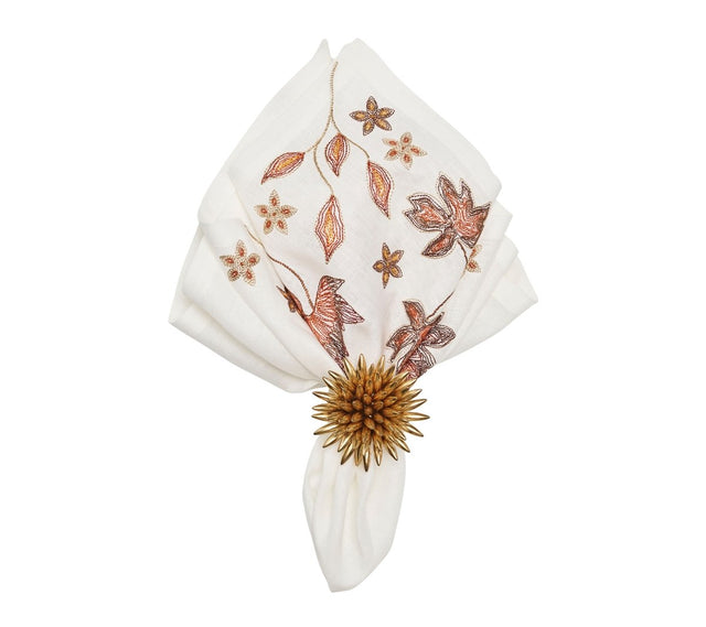 Kim Seybert Maple Hues Napkin in White & Multi Set of 4 by Kim Seybert - WHITE/MULTI 21"L x 21"W x 0.1"H Napkin - Set of 4 at FIG LINENS AND HOME - 1