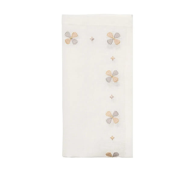 Clover White/Natural/Gray Napkin | Kim Seybert at Fig Linens and Home