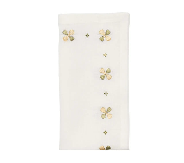 Clover White/Sage Napkin | Kim Seybert at Fig Linens and Home