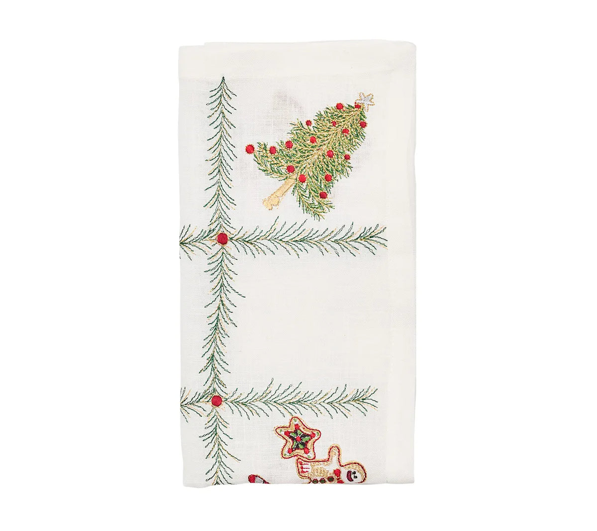 Xmas Trellis White/Red/Green Napkin | Kim Seybert at Fig Linens and Home