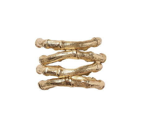 Kim Seybert Bamboo Napkin Ring in Gold shown from Front - Fig Linens and Home
