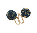 Kim Seybert Casbah Napkin Rings Set of 4 in Natural & Blue by Kim Seybert - Natural/Blue Set of 4 Napkin Rings - 2.1"L x 4"W x 2.8"H at FIG LINENS AND HOME - 2