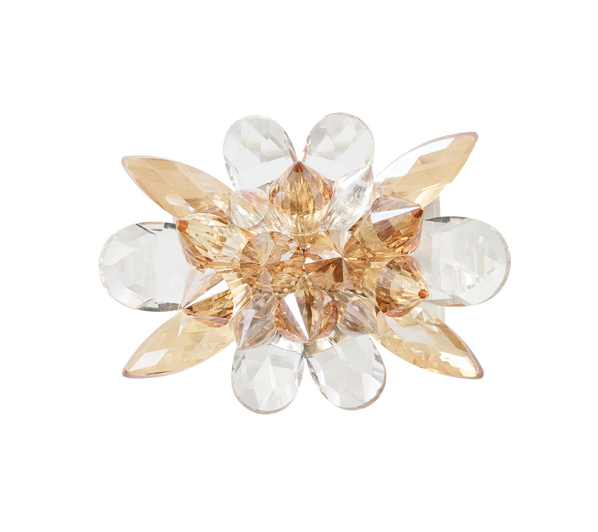 Spectra Napkin Ring in Champange & Crystal, Set of 4 in a Gift Box
