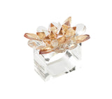 Spectra Napkin Ring in Champange & Crystal, Set of 4 in a Gift Box