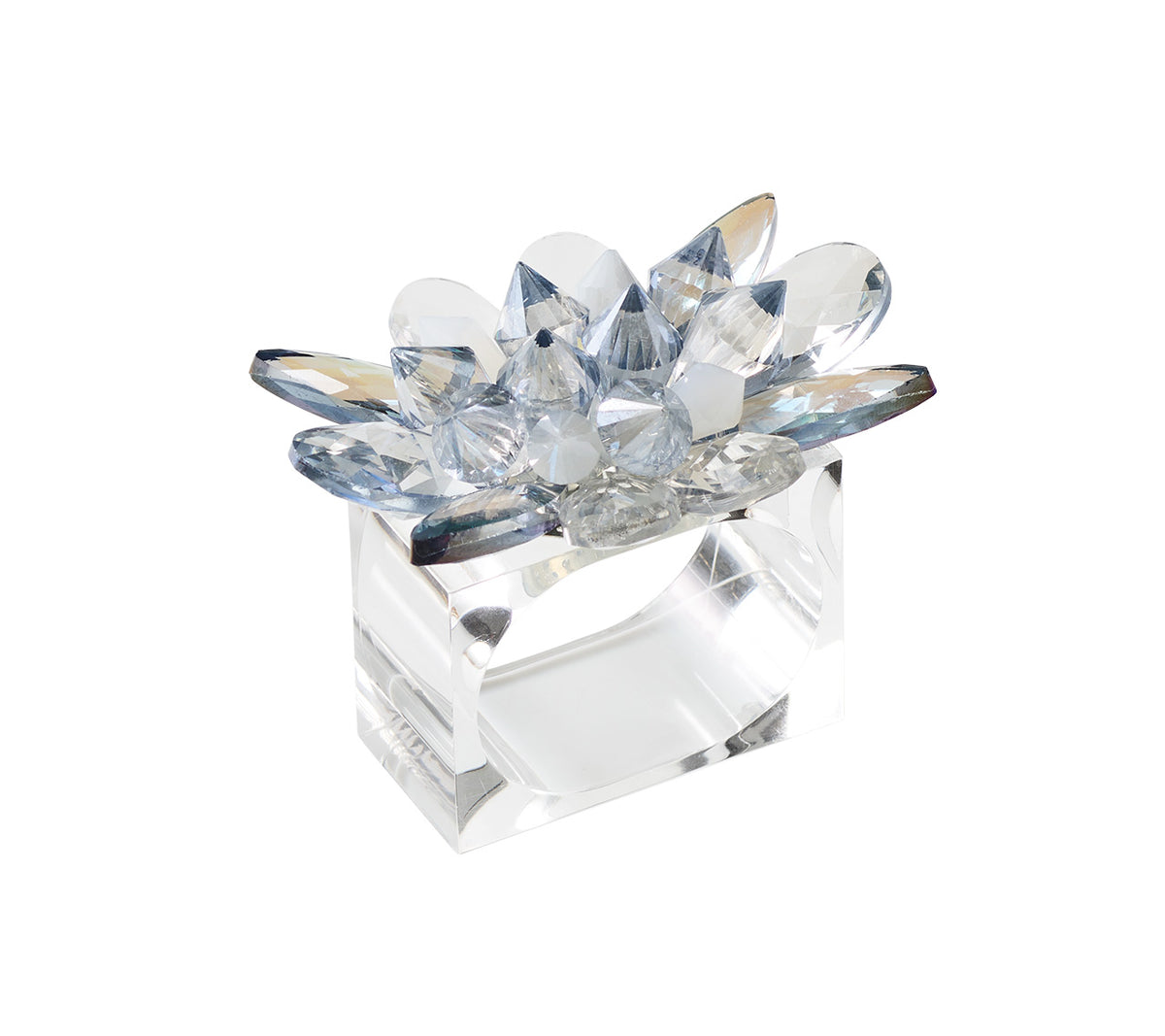 Spectra Napkin Ring in Glacier Blue, Set of 4 in a Gift Box