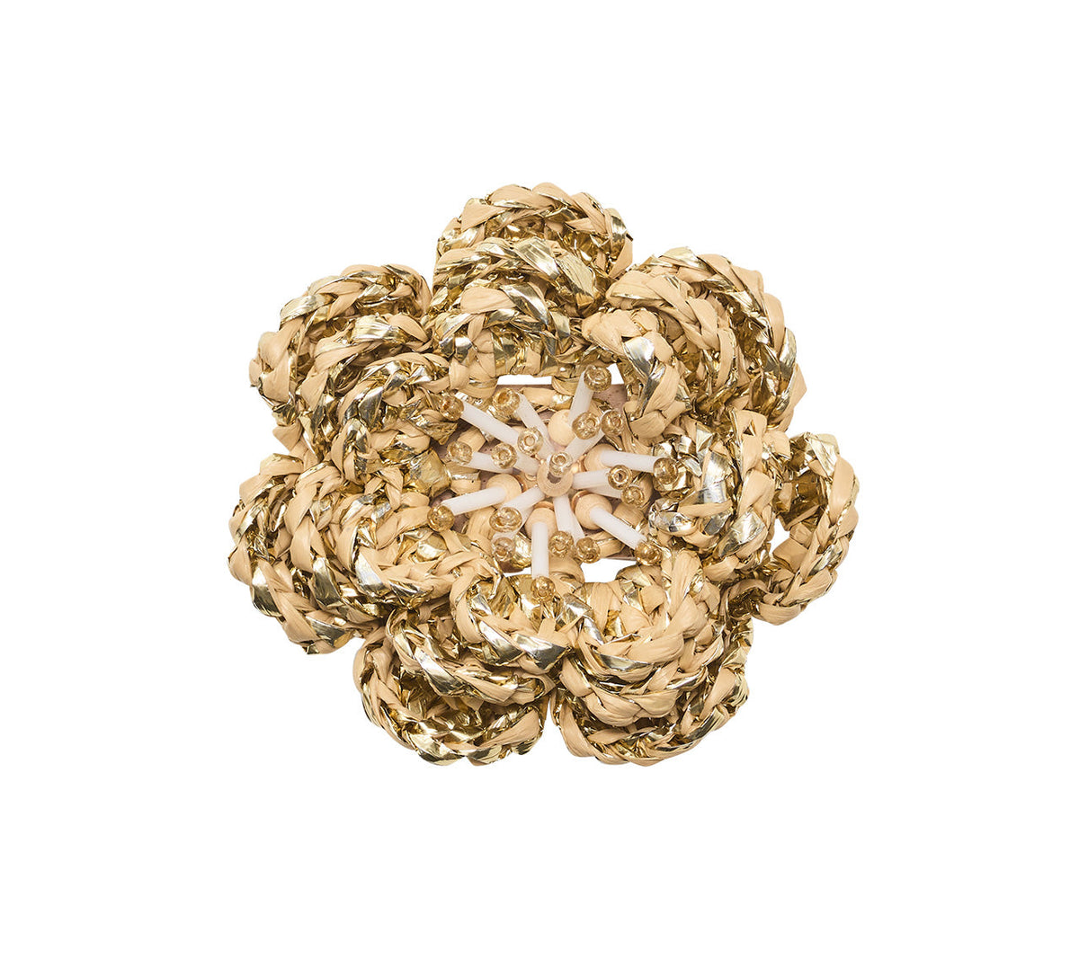 Pareo Natural/Gold Napkin Ring Detail 3 | Kim Seybert at Fig Linens and Home